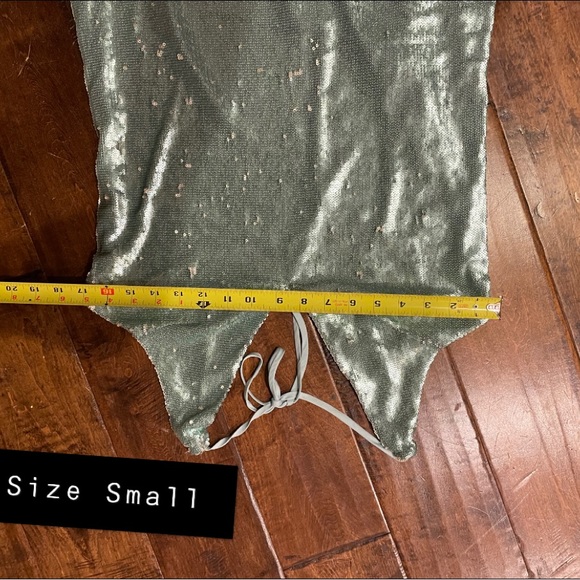 Free People Double Take Gold Rush Sequin Mini Slip Dress Green Blue - Picture 8 of 10